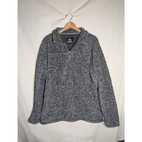 Alpine Sherpa Mens Gray Pullover Quarter Zip Sweater Sz Large Fuzzy Outdoor Warm - Picture 1 of 3